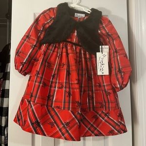 Red and black little girls dress